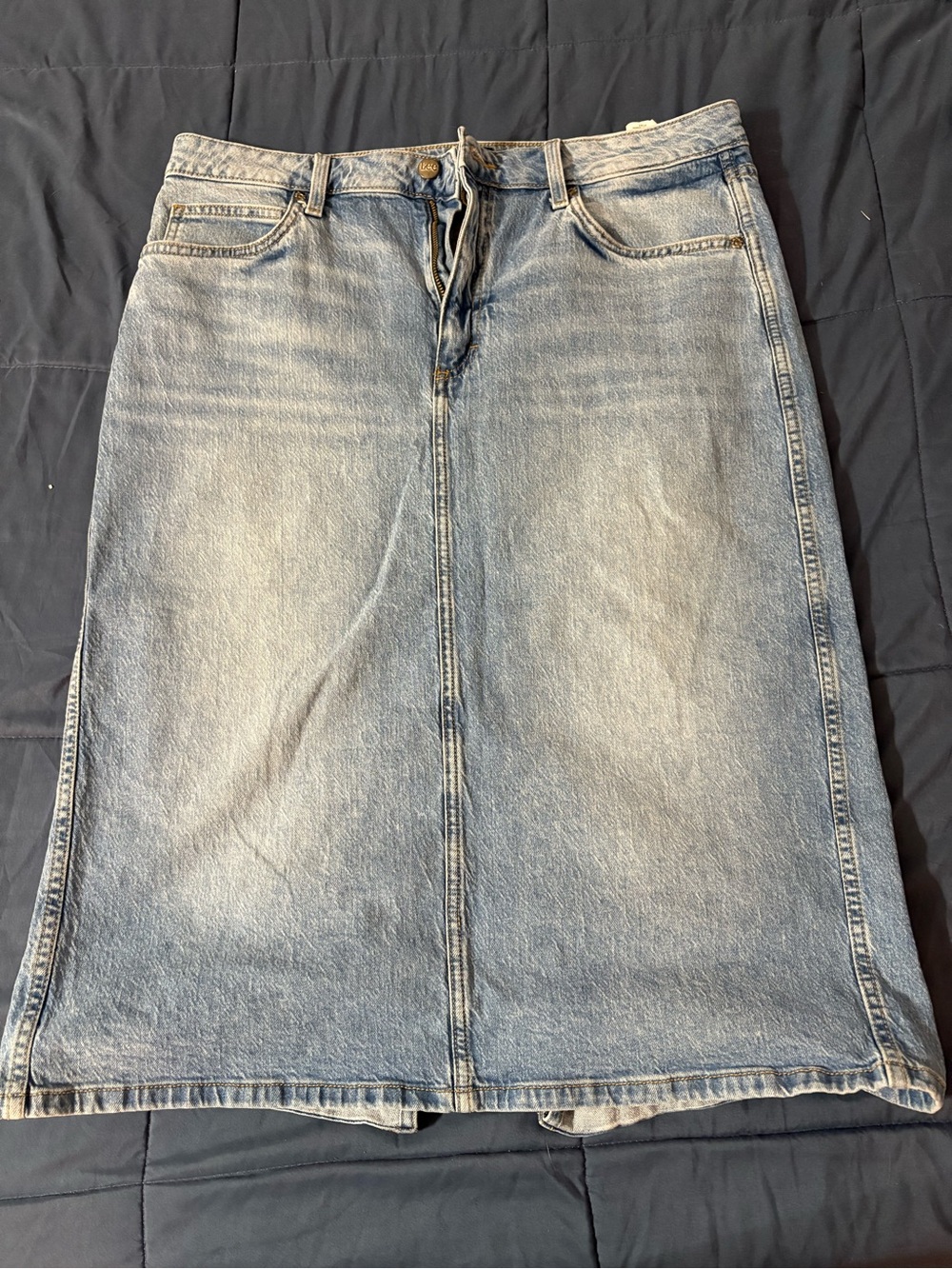 Lee Light Blue Denim Midi Skirt